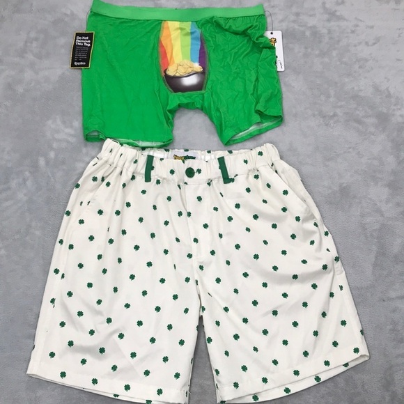 Tipsy Elves Men's Shamrock Golf Shorts Size XL  With Bonus Boxers - Picture 1 of 12